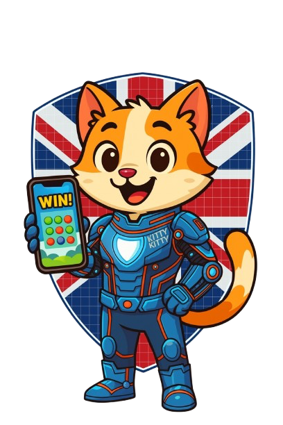 Hero illustration of Kitty Games mascot welcoming players